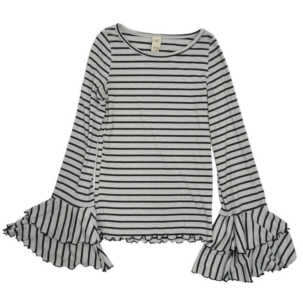 We The Free Good Find Stripe Tee‎ Long Sleeve Tiered Lettuce Hem Bell Sleeve / L